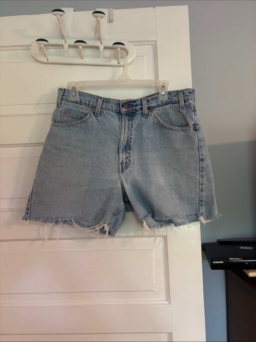 Classic High-Waist Light Wash Denim Shorts
